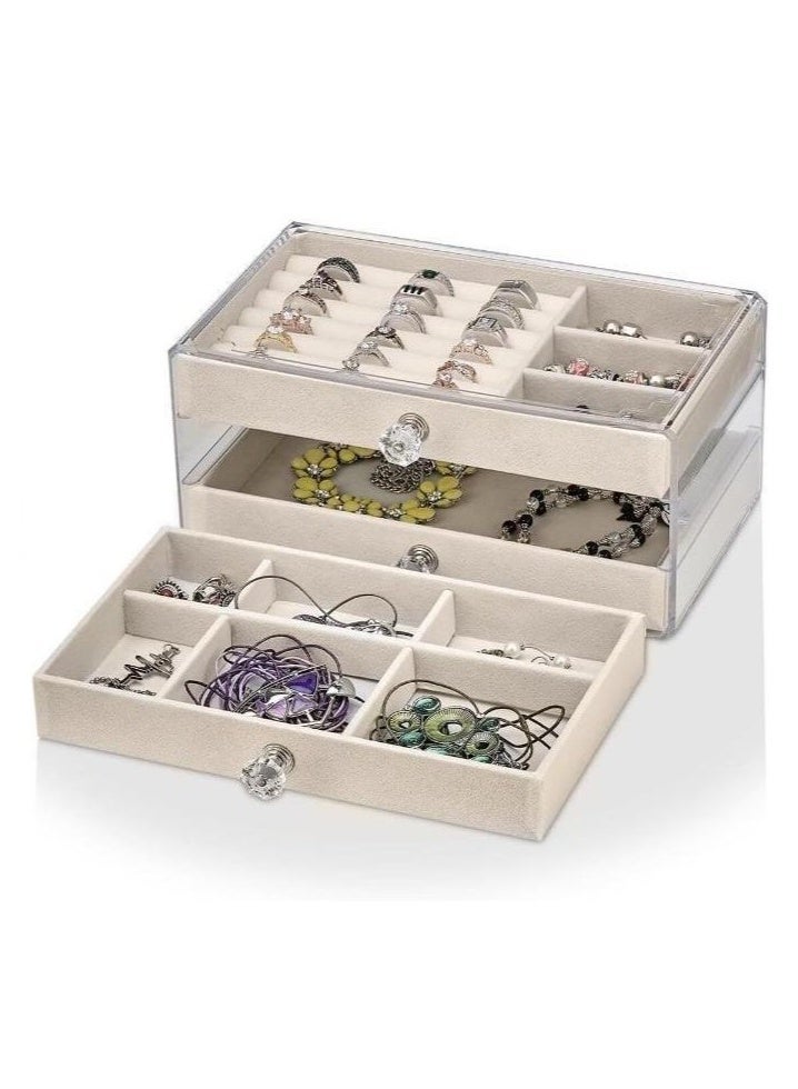 Three-Tier Acrylic and Suede Jewelry and Accessories Organizer - Image 1